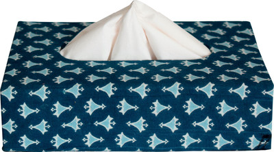 KUBER INDUSTRIES 1 Compartments Cardboard Multiuses Buti Print Handicrafts Tissue Paper Box/Paper Napkin Holder(Blue)