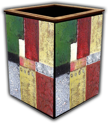 pnf 1 Compartments wooden Poster N frames Colourful Wooden Pen Stand with photo of Abstract Art -2139(Multicolor)