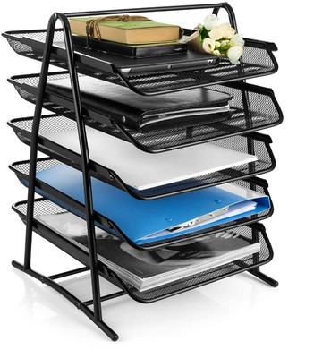 Wishbone 1 Compartments Metal Metal Desk Organizer File Rack Letter Tray A4 Papers Documents Holder Desk(Black)