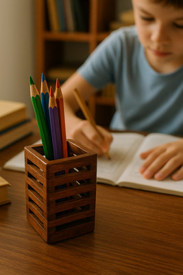 craftovation 1 Compartments Wood PEN HOLDER(Brown)