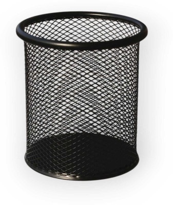 MADHAV 1 Compartments hard metal round net pen stand for office, home, school etc..(Black)