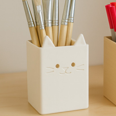 Craftedlayer studio 1 Compartments Plastic Pen and brush holder(White)