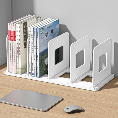 IMPRONOW 4 Compartments Plastic Book Stand - Book Holder with Office Desk Supplies Space Saving Book file stand(White)