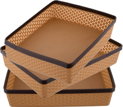 HOMESTIC by Kuber Industries 1 Compartments Plastic Desk Organizers(Brown)
