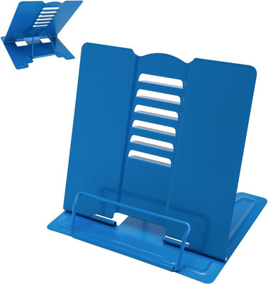 befunky 1 Compartments Metal Desktop Book Stand Holder for Reading Hands Free, Durable Metal Adjustable(Blue)