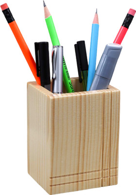 primecode 1 Compartments Wood Pen Pencil Holder(Wood)