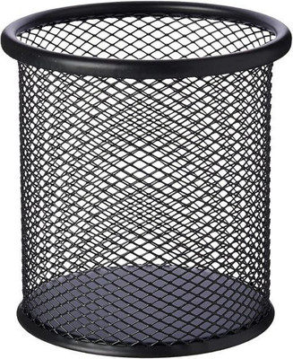 PRILS 1 Compartments Metal Round Mesh Desk Organizer, pen, pencil, stationary holder(Black)