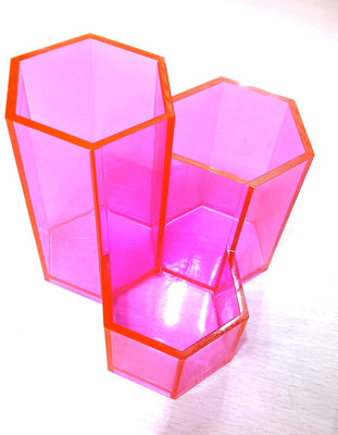 OMEGA 3 Compartments Plastic Pen Holder(Pink)