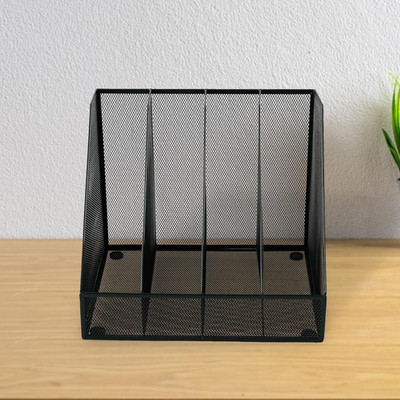 KUBER INDUSTRIES 4 Compartments Iron Office TYPE(Black)