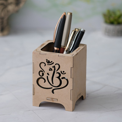 CAPIO ART 1 Compartments MDF WOOD Pen Stand(Beige)