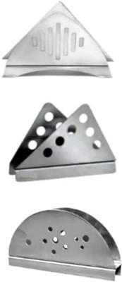 Fably 3 Compartments Stainless Steel Steel Napkin Stand (pack of 3)(Silver)