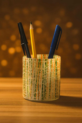 KS ENTERPRISES 1 Compartments Glass Pen Holder(Multicolor)