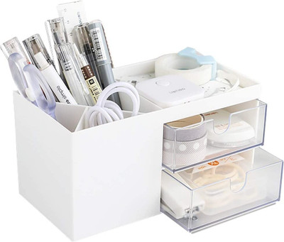MY BABY LOVE A PERFECT CARE 5 Compartments ABS Plastic Desk Organizer with drawers(White)