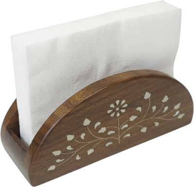 SHILP KUMBH 1 Compartments Sheesham wood Multiutility Napkin Holder/Stand For Dining Table , Office(Brown, White)