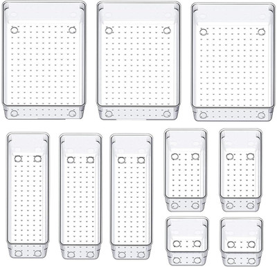 Kepzell 10 Compartments Plastic desk tools holder(Clear)