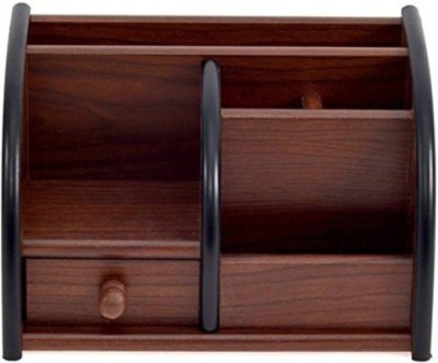 Doon Furniture House 6 Compartments Wooden Pen Holder(Brown)