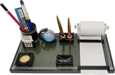 PANKU 3 Compartments Acrylic, Plastic Pen Stand(Black)