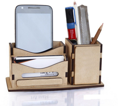 PRIYANSHM IMPEX 1 Compartments mdf wood penstand(Cream)