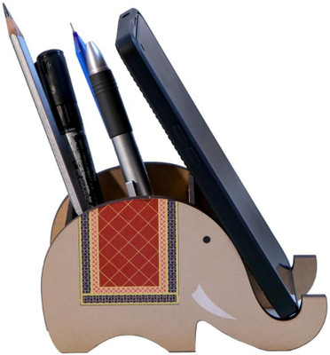 Niyanta 3 Compartments Wood Desk Accessories(Multicolor)