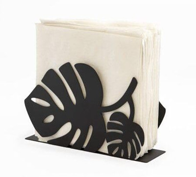 ALMADINAART 1 Compartments iron Modern Monstera Leaf Napkin Holder(Black)