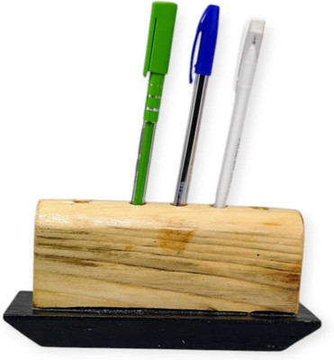 TheDifrentwud 5 Compartments wood Pen Stand(Brown)