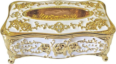 Tendula 1 Compartments acrylic Luxurious European Style Tissue Box Cover(golden)
