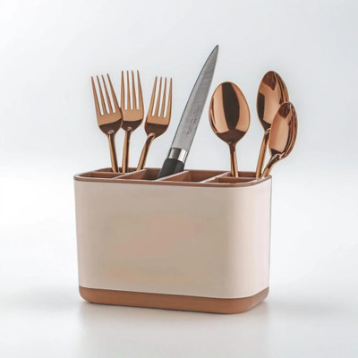 embraze 6 Compartments Acrylonitrile Butadiene Styrene Pen stand(Brown)