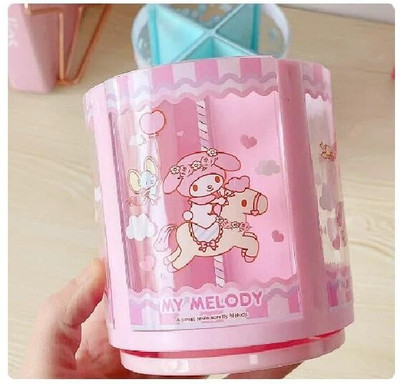 RetiMati 4 Compartments Plastic 4 Compartment Pen Pencil Color Pen Holder Desktop Study Table(Pink)