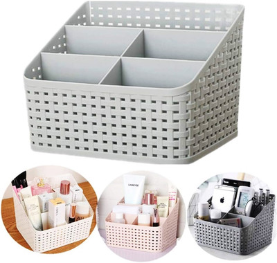 CRAZYGOL 5 Compartments Plastic Plastic Desk Organizer Helps keep the desk tidy and organized,making(Grey, Black)
