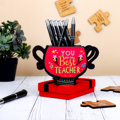 ARCHIES 1 Compartments Wood Pen Stand(Multicolor)