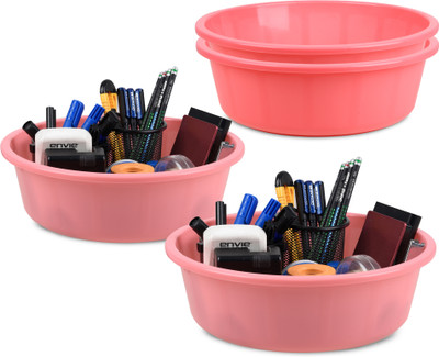 KUBER INDUSTRIES 4 Compartments Plastic Desk Organizer(Pink, Light Pink)