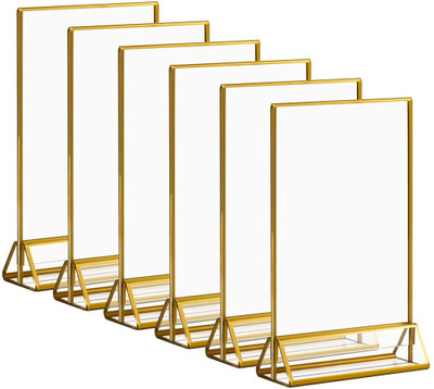 Climberty 6 Compartments Acrylic Restaurant Signs, Wedding Table and Photos(White)