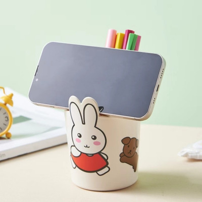 AccuPrints 1 Compartments plastic Pen Stand Holder - Cute and Functional Desk Organizer for Pens and Pencils(White)