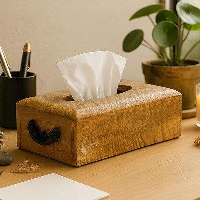 FORESTIS GALLINARIA 1 Compartments Mango Wood Tissue Box(Brown)