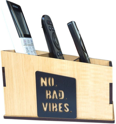 Giftingcare 3 Compartments Wooden Remote Stand for Office & Home | Stationery Organizer(Beige)