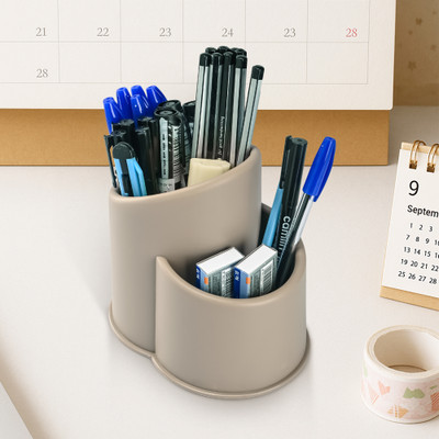 KUBER INDUSTRIES 1 Compartments Plastic Desk Organizers(Brown)