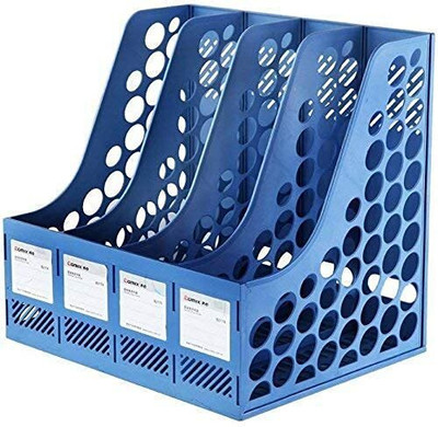 Bellveen 4 Compartments Plastic File Rack(Multicolor)
