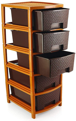 MAHADEV ENTERPRISE 5 Compartments PLASTIC CABINET(Brown)