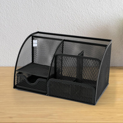 HOMESTIC by Kuber Industries 1 Compartments Iron desk_organizer(Black)