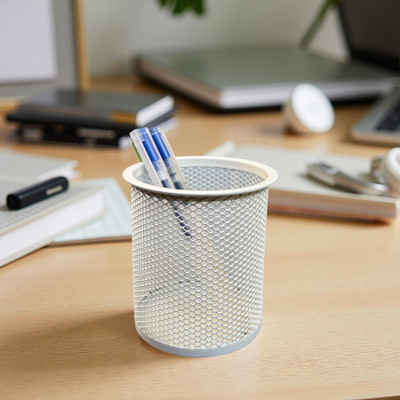 stor 1 Compartments Metal Stationary organiser(Ecru White)