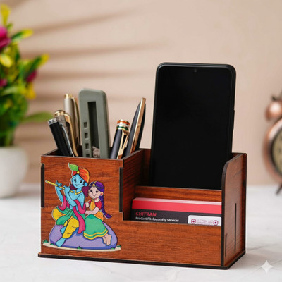 raj enterprises 3 Compartments Wooden Desk organiser(Brown)