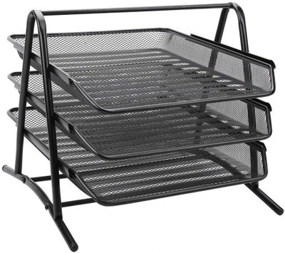 DUS 3 Compartments Metal Letter Holder(Black)