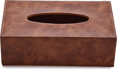 Azyeea 1 Compartments Faux Leather Tissue Paper Holder(Brown)