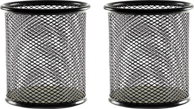 YAYPIK 2 Compartments METAL MESH Pen Holder(Black)