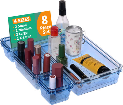KUBER INDUSTRIES 8 Compartments Acrylic Drawer Organizer(Blue)