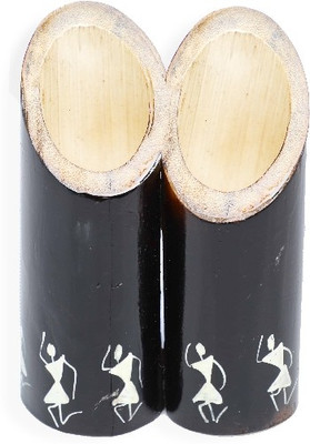 Seva Vivek 2 Compartments Bamboo Pen Stand(Black)