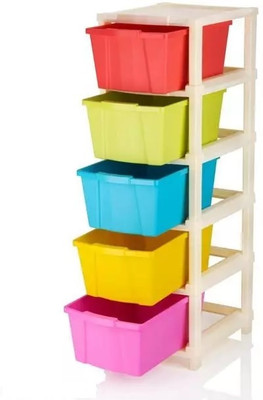 ELINZA 5 Compartments Plastic NEW 5 Layer Plastic Modular Drawer(Multicolor)