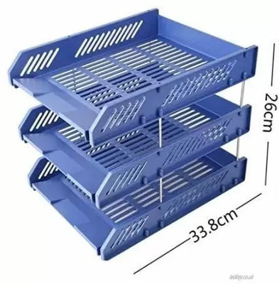 wishku 3 Compartments plastic file storage(Multicolor)