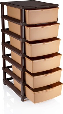 Pinkwhale 6 Compartments Plastic Modular Drawer(Brown)