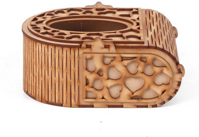 PRIYANSHM IMPEX 1 Compartments wooden tissue holder(Brown)